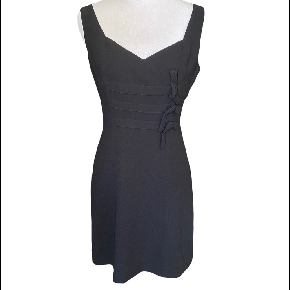Vintage Nicole Miller black dress with decorative ties in front SZ 6